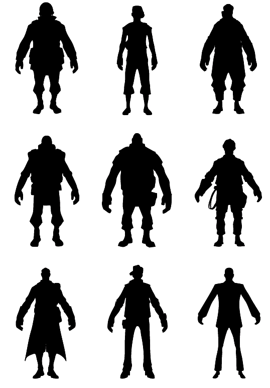 THe nine class silhouettes